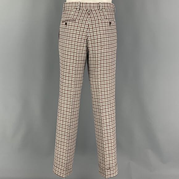 BLACK FLEECE Size 38 Burgundy Grey Cream Checkered Wool Blend 31 Suit - Picture 5 of 10